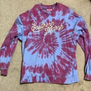 Southern Marsh Maroon and Blue Tie-Dye Crewneck
